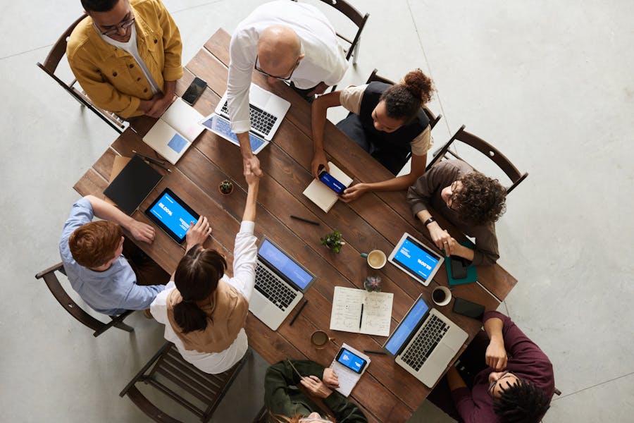 Diverse team collaborating in an office